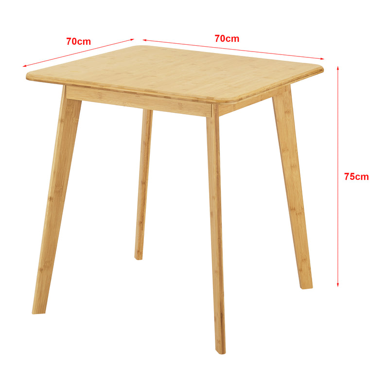 Måttskiss Matbord Närpes 75x70x70 cm bambu [en.casa] 