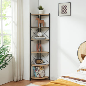 Växtställ Ulfborg 6 hyllor 160x30x30 cm Svart/Eklook [en.casa]