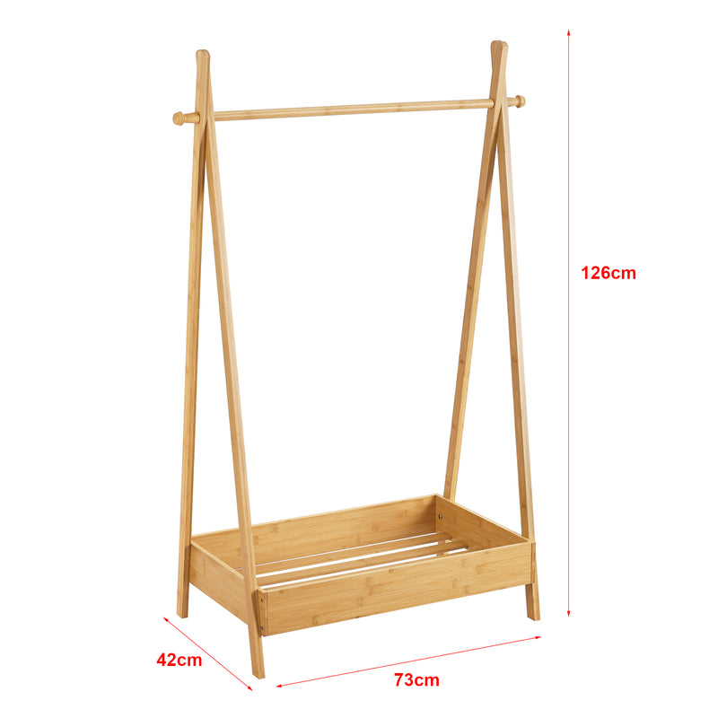 Måttskiss Klädställning Sola 126x73x42 cm bambu [en.casa]