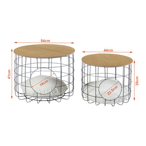 Bordsset i rotting Haapajärvi i set om 2 med kattgrotta [en.casa]