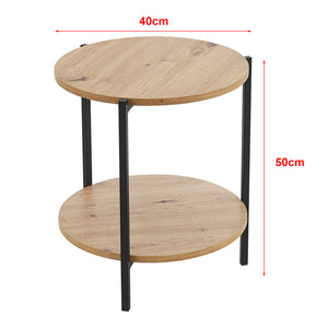 Sidobord Kuopio 50xØ40cm svart/trälook [en.casa]