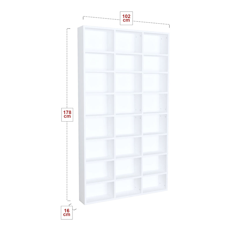 Måttskiss Askvoll bokhylla 178x102x16cm Vit [en.casa]