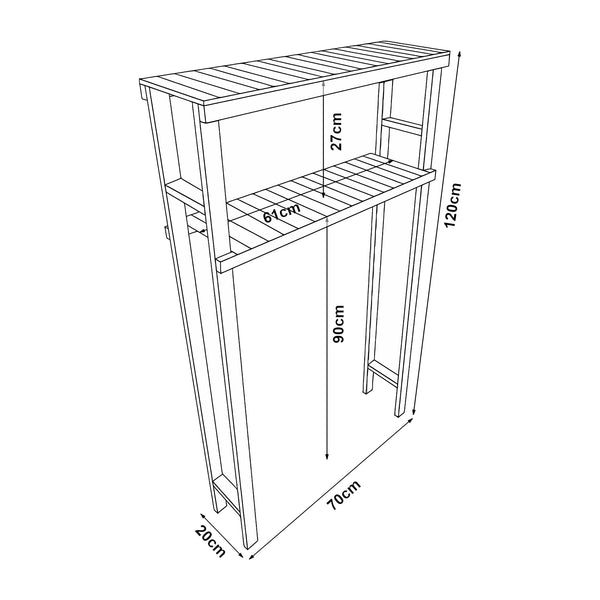 Hylla för tvättmaskin Kinnula 120x70x20cm Mörkt trä [en.casa]