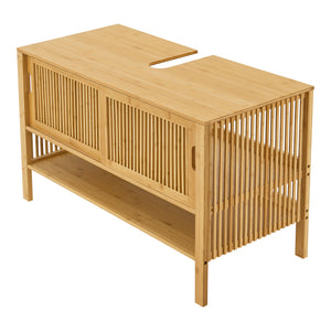 Tvättställsskåp Hvaler 60x100x45cm bambu [en.casa]
