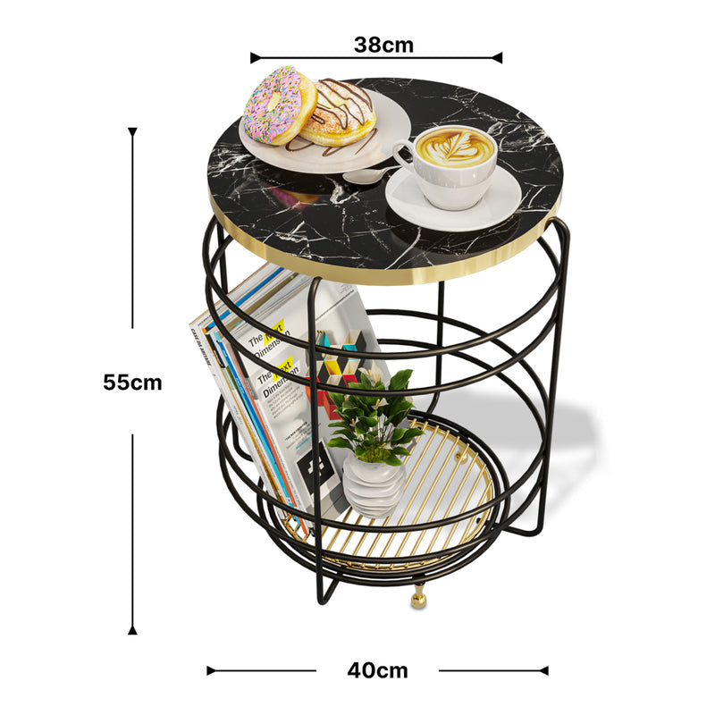 Måttskiss Korgbord Padasjoki Marmorutseende, svart [en.casa]