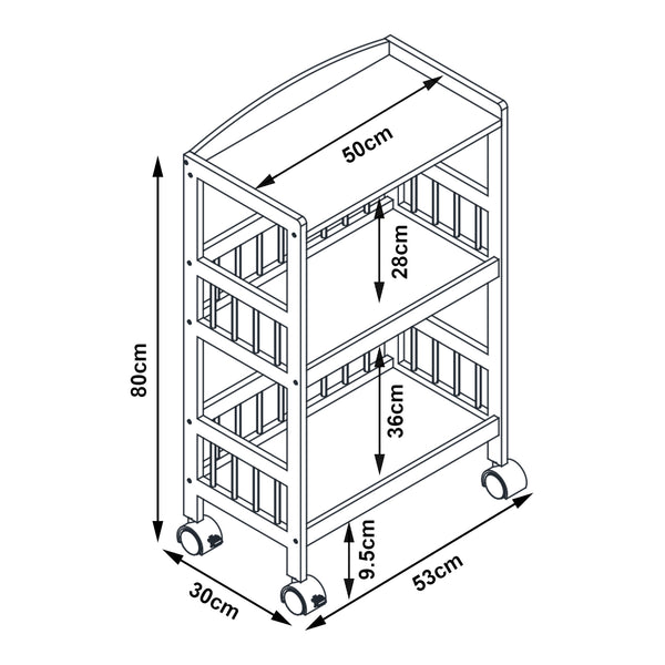 Serveringsvagn Huddinge 80x53x30 cm Bambus [en.casa]