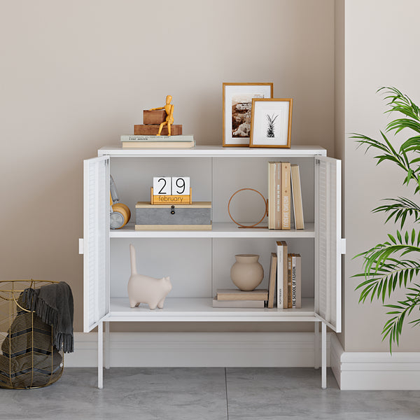 Sideboard Castelli 82,5 x 80 x 40 cm Vit Stål [en.casa]