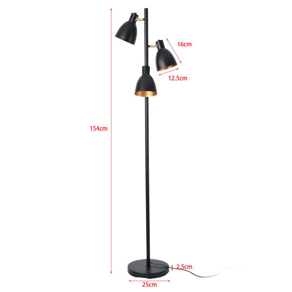 Witney 3-ljus golvlampa metall svart [lux.pro]