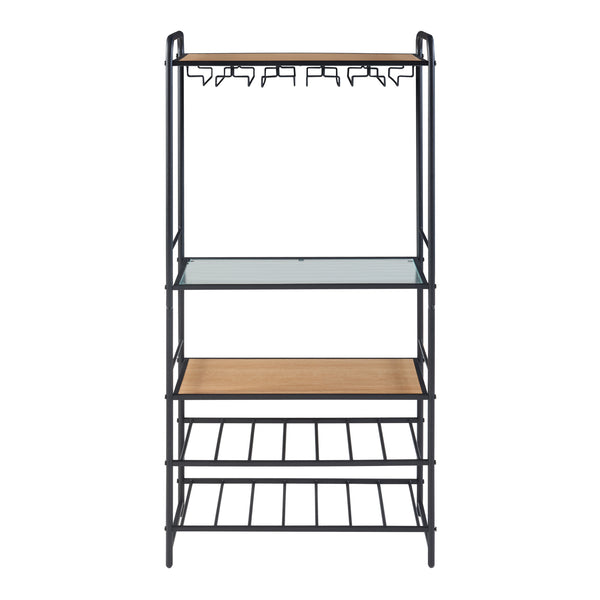 Hustadvika vinställ 120x61x33cm svart/ek [en.casa]