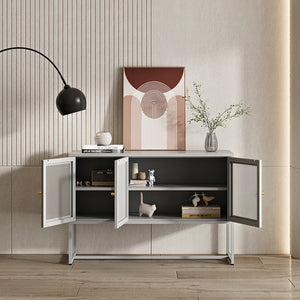 Sideboard Sund med 3 dörrar Stålgrå [en.casa]