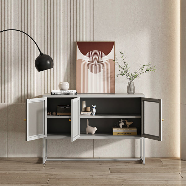 Sideboard Sund med 3 dörrar Stålgrå [en.casa]
