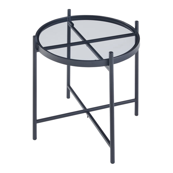 Sidobord Lier 46xØ41,5 cm metall glas [en.casa] 
