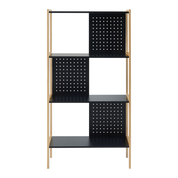 Fristående hylla Dønna 120x63x28cm Svart/Träfärgad [en.casa]