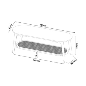 Soffbord Taivalkoski 120x43x40 cm Svart/Rattanutseende [en.casa]