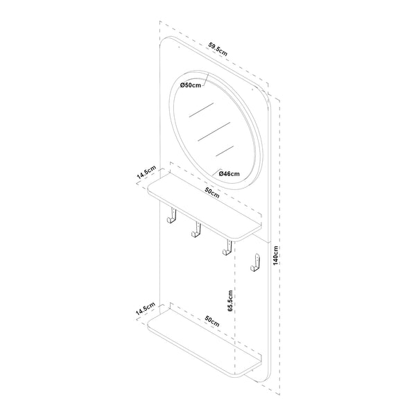 Garderobssektion Helsinge med spegel 140x60x16 cm [en.casa]