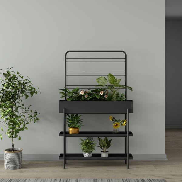 Utomhus växtställ Aalsmeer metall 154x96x24 cm svart [casa.pro]