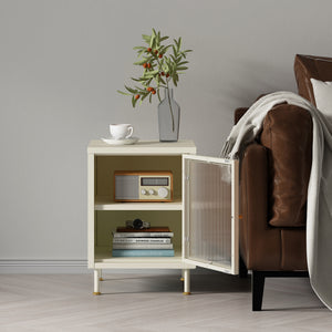 Sidobord Lindau 56x40x40 cm stål creme [en.casa] 