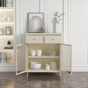 Vitrinskåp Lindau 97x80x40 cm stål creme [en.casa]