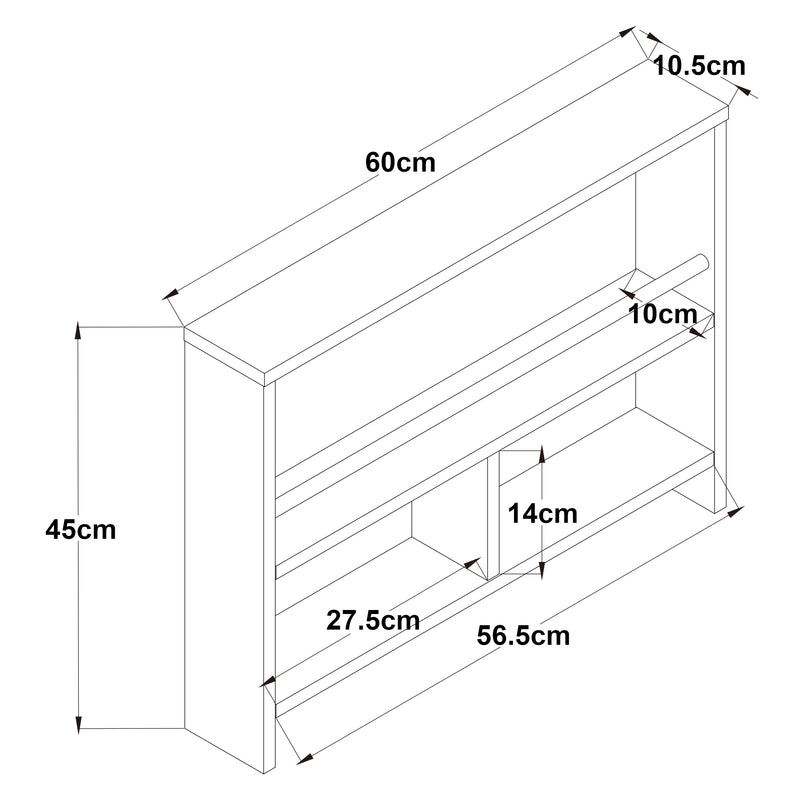 Måttskiss Väggmonterad hylla Piteå 60x10,5x45cm Vit [en.casa]