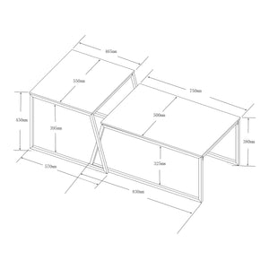 Sattybord Hyllestad 2-pack Svart/Betongutseende [en.casa]