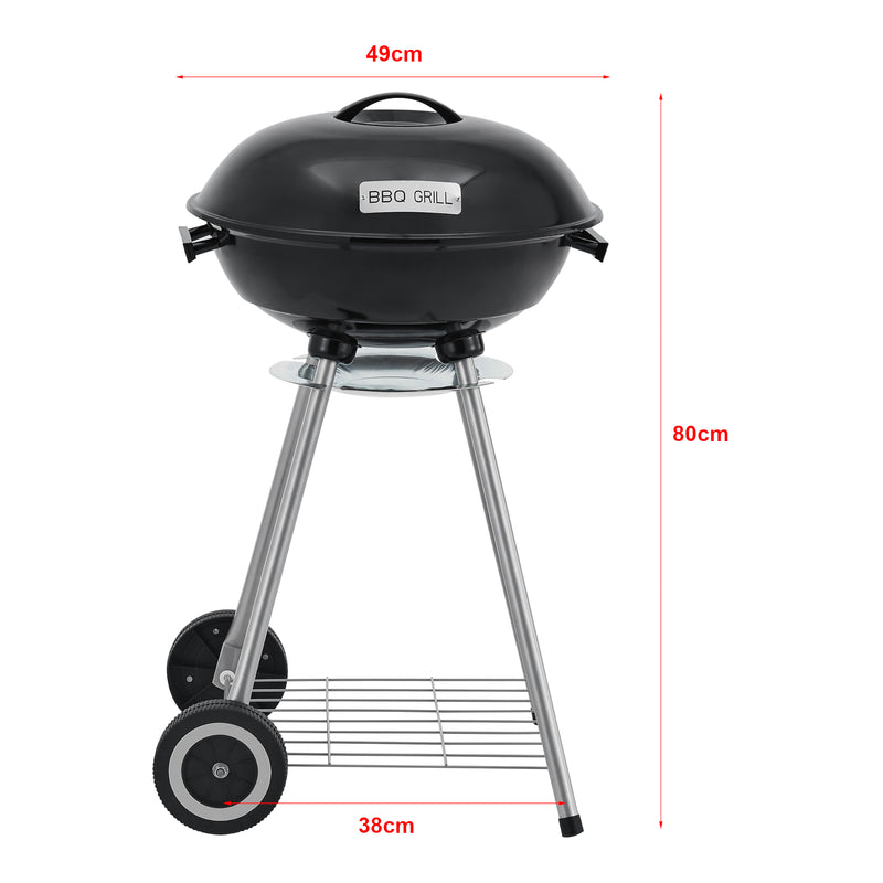 Måttskiss Apricena rund grill 80x49x47cm svart [casa.pro]