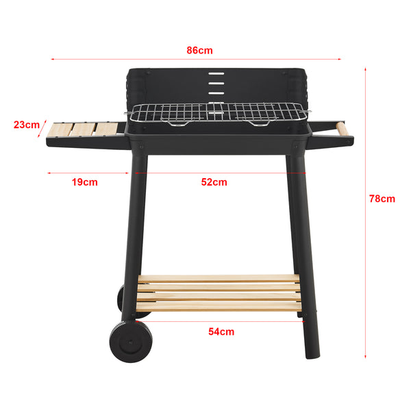 Ari grillvagn 78x86x30cm svart/trä [casa.pro]