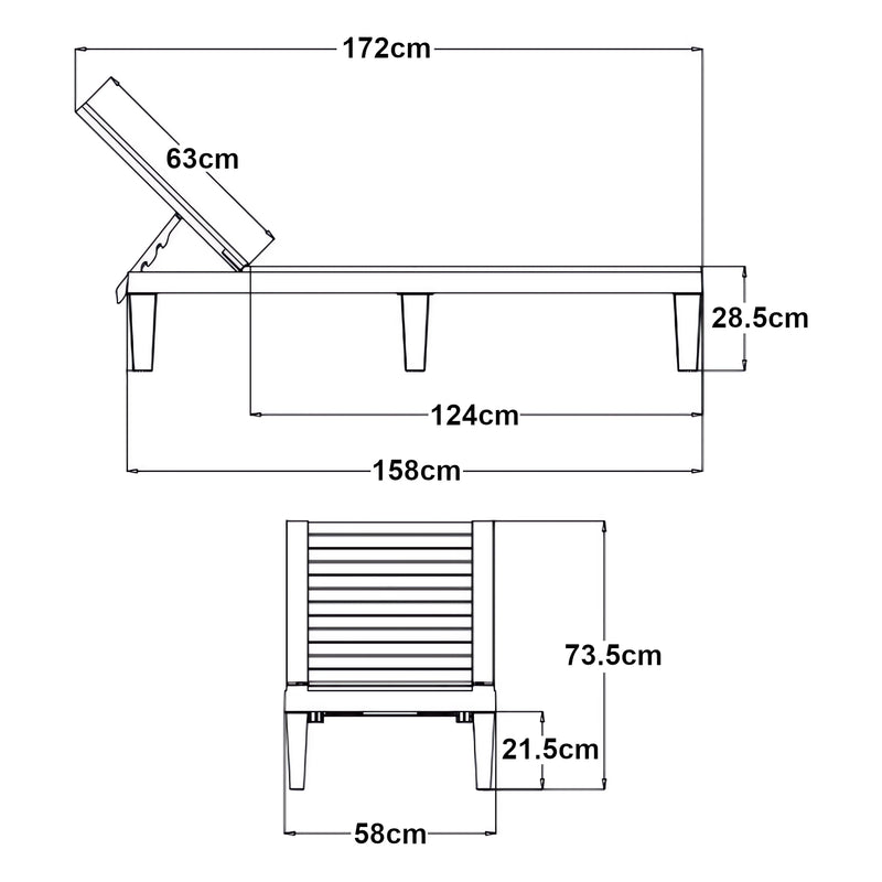 Måttskiss Solstol Ateleta 172x58 cm svart [casa.pro]