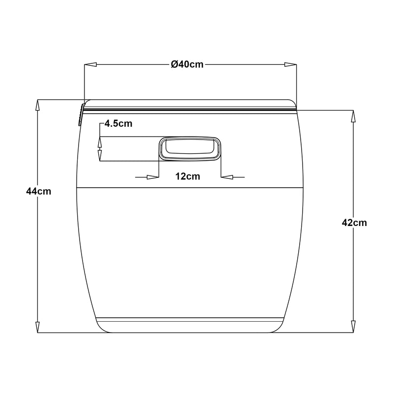 Måttskiss Kylbox-pall Avetrana 44xØ40 cm Ljusbrun [casa.pro]