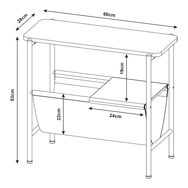 Sidobord Samnanger 60x28x53cm Svart [en.casa]