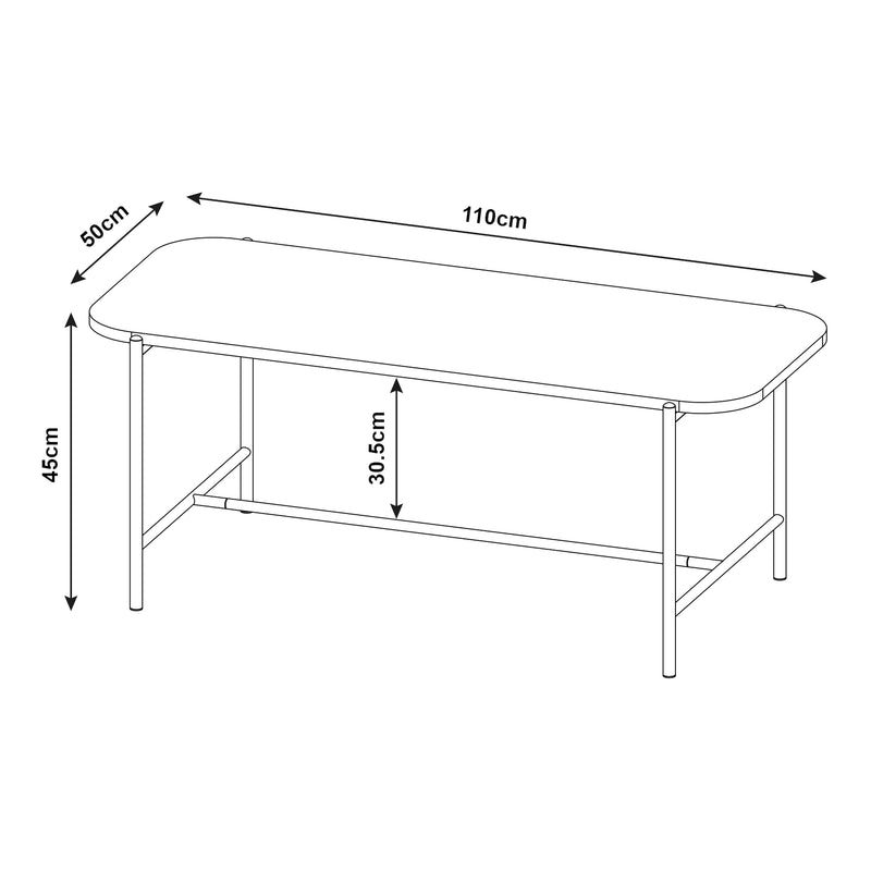 Måttskiss Soffbord Samnanger 110x50x45cm Svart [en.casa]