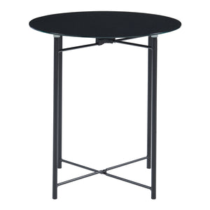 Sidobord Ödeshög med glasskiva 45xØ42cm Svart [en.casa]