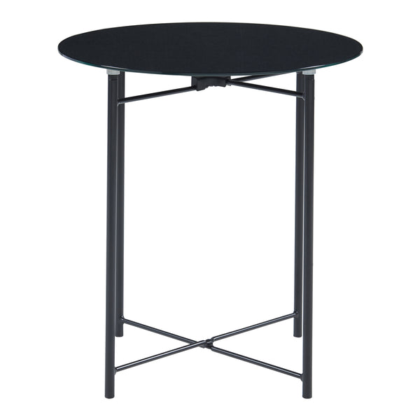 Sidobord Ödeshög med glasskiva 45xØ42cm Svart [en.casa]