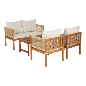 Trädgårdsset Cannole av bord, soffa och 2 stolar akacia beige [casa.pro]
