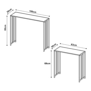Konsolbord Ørsta 2-pack Svart [en.casa]