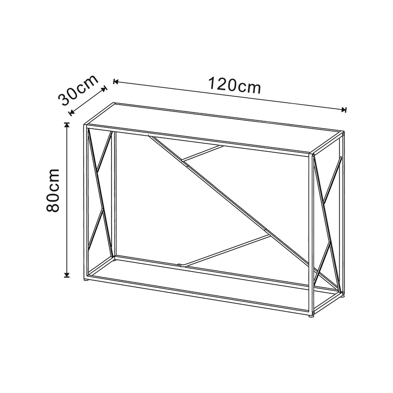 Måttskiss Konsolbord Rättvik 120x30x80 cm Svart [en.casa]