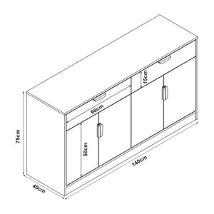 Sideboard Varkaus 75x140x40cm MDF ekutseende [en.casa]