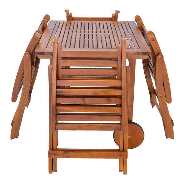 Matgrupp Ancarano av bord och 4 stolar akacia [en.casa]