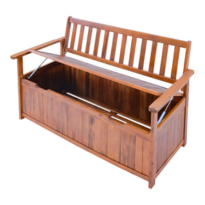 Trädgårdsbänk Avezzano med förvaringsfack 130x60x88cm Akacia FSC®-certifierad [en.casa]