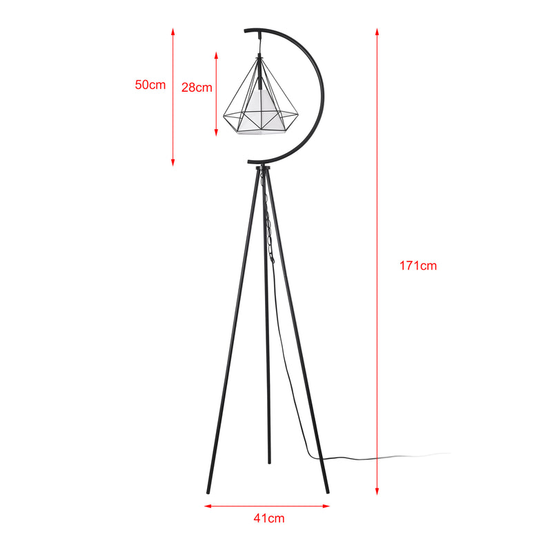Måttskiss Golvlampa Austell Metall 171cm Svart/Vit [lux.pro]