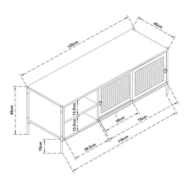 TV-bänk Tysnes 120x40x45 cm Eklook/Svart [en.casa]