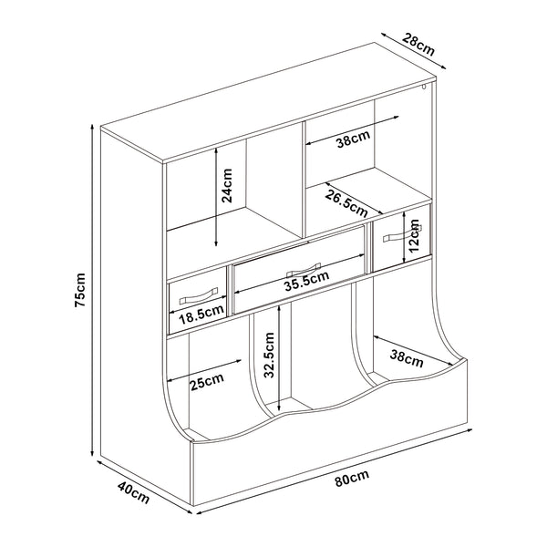Barnhylla Vastesa 75x80x40 cm Vit [en.casa]