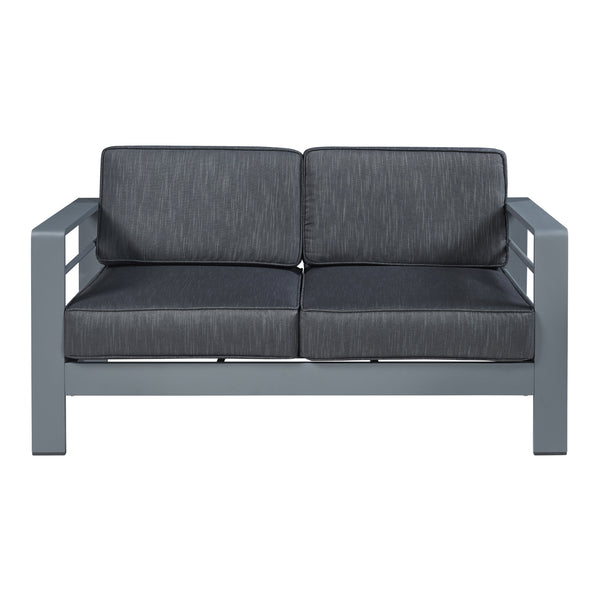 Trädgårdssoffa Avise med dynor 144x70x62 cm grå [casa.pro] 