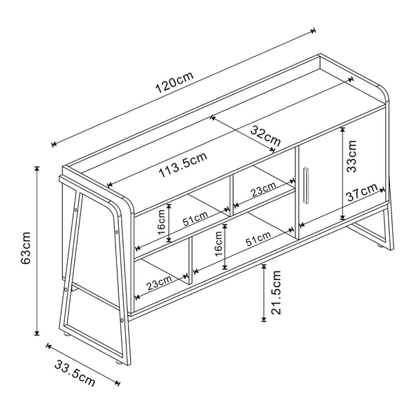 TV-bänk Storfjord 120x34x63 cm Svart [en.casa]
