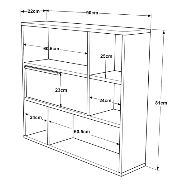 Vägghylla Kvænangen 90x22x81cm Ek/Rattanutseende [en.casa]
