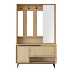 Kompaktgarderob Kvænangen 78x112x36 cm Ek/Rattanutseende [en.casa]