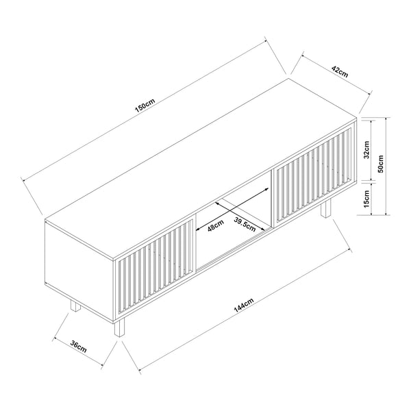 Tv-bänk Ypäjä 150x42x50 cm bambu [en.casa]