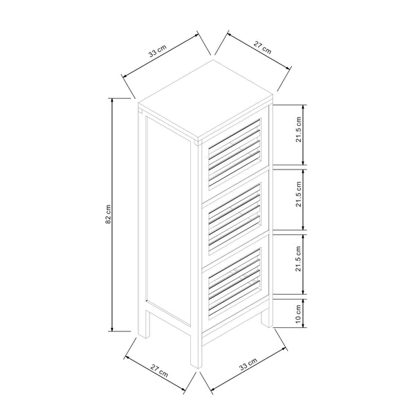 Sidobord med 3 dörrar Ypäjä 82x33x27 cm bambu [en.casa]