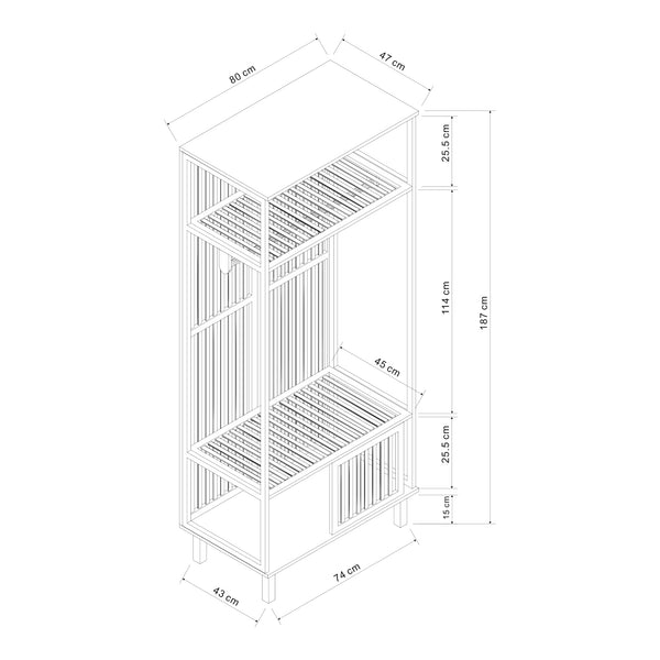Klädställning Ypäjä 187x80x47 cm bambu [en.casa]
