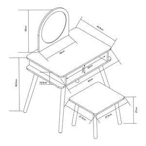 Barnsminkbord med pall Ovanåker Vit/Natur [en.casa]