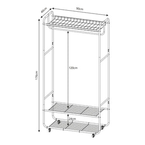 Klädställning Vestvågøy med hjul 176x90x40 cm svart [en.casa] 